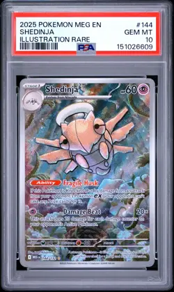 2025 POKEMON MEG EN-MEGA EVOLUTION ILLUSTRATION RARE #144 SHEDINJA PSA 10 - Image 1