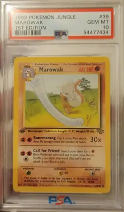 1999 Pokemon Jungle 1st Edition #39 Marowak - PSA10 GEM MINT - Image 1