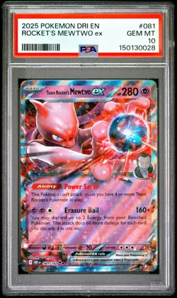 TEAM ROCKET'S MEWTWO EX 81/182, 2025 POKEMON DRI EN-DESTINED RIVALS - PSA 10 - Image 1