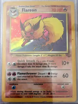 Wizards of the Coast Pokemon TCG Flareon 3/64 Jungle 1st Ed Holo Rare 1999 - Image 1