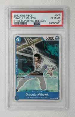 2022 ONE PIECE DRACULE MIHAWK ST03-SUPER PRE-RELEASE #005 PSA 10 GEM MINT - Image 1
