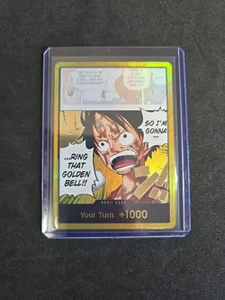 One Piece TCG LUFFY RING THAT GOLDEN BELL Gold Foil DON!! Card OP15 Bandai EN - Image 1