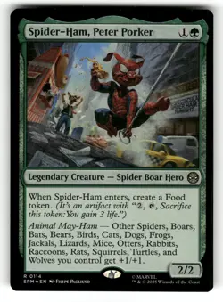 Spider-Ham, Peter Porker NM Foil Marvel's Spider-Man 114 MTG Rare - Image 1