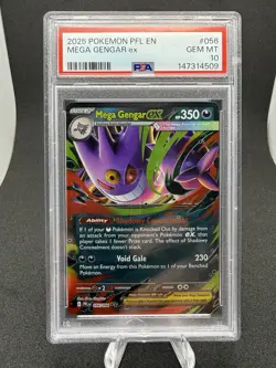 2025 POKEMON PFL EN-PHANTASMAL FLAMES #056 MEGA GENGAR EX PSA 10 - Image 1