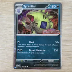 WHOLE SWIRL 🌀💫 Tyranitar 135/193 Pokemon Paldea Evolved Stamped Promo Card - Image 2
