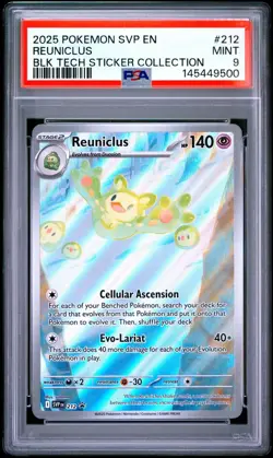 PSA 9 MINT 2025 Pokemon SVP Reuniclus #212 Black Bolt Tech Sticker Holo - Image 1
