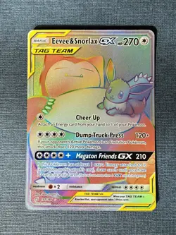 2019 Pokemon S & M Team Up Eevee & Snorlax GX Tag Team Secret Rare - Image 1