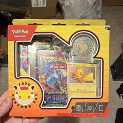 Pokemon TCG Pokemon Day 2026 Collection Box Pikachu Promo Coin 3 Boosters - Image 1