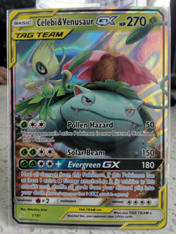 Pokemon TCG Celebi & Venusaur GX 1/181 SM-Team Up Ultra Rare Holo TAG TEAM - Image 1