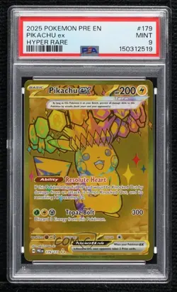 Hyper Rare - Pikachu ex Pokemon Prismatic Evolutions PRE PSA 9 MINT - Image 1
