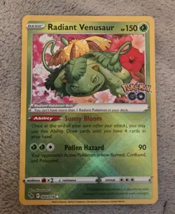 Pokemon TCG Radiant Venusaur Holo Card Pokemon Go 004/078 - Image 1