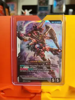 GUNDAM TCG CARD GAME JUSTICE GUNDAM GD01-066 LR HOLO FOIL ENGLISH NEWTYPE RISING - Image 1