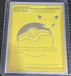 Pokemon Gold Poke Ball Pokeball Celebrations Promo Pikachu Trainer Card NearMint - Image 2