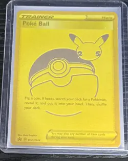 Pokemon Gold Poke Ball Pokeball Celebrations Promo Pikachu Trainer Card NearMint - Image 3