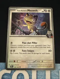 Team Rocket's Meowth 149/182 Cosmos Holo Promo Pokemon Card - Image 1