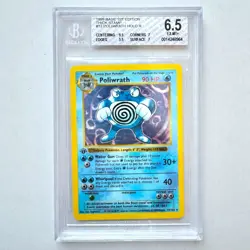 1999 Pokemon Base Set 1st Edition Thick Stamp Poliwrath Holo #13 BGS 6.5 EX-MT+ - Image 1