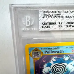 1999 Pokemon Base Set 1st Edition Thick Stamp Poliwrath Holo #13 BGS 6.5 EX-MT+ - Image 4