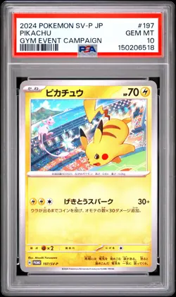 2024 POKEMON JAPANESE SV-P PROMO GYM EVENT CAMPAIGN #197 PIKACHU PSA 10 - Image 1