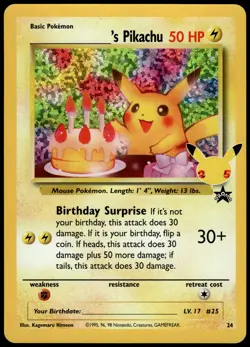 Birthday Pikachu #24 SWSH Celebrations Classic Collection Pokemon [NM] (1) - Image 1