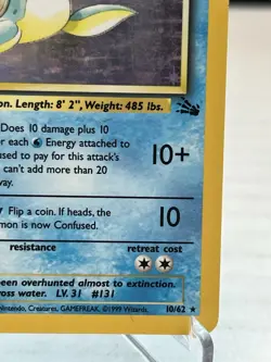 Pokemon Lapras 10/62 Fossil Rare Holo LP Vintage WOTC 1999 - Image 5