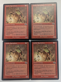 Magic Mtg Urza's Saga Goblin Spelunkers x4 near mint signed by Diterlizzi - Image 1