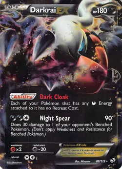 Darkrai EX 88/113 Holo Ultra Rare Legendary Treasures Pokemon Lightly Played - Image 1
