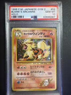 1999 Pokemon Blaine's Arcanine Gym 2 Holo Card #059 PSA 10 - Image 1