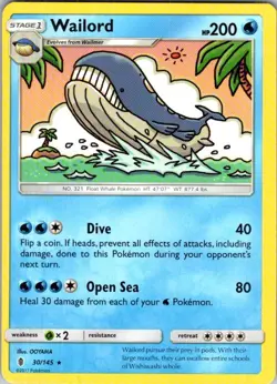 Pokemon | SM - Guardians Rising | Wailord | 30/145 | Normal | NM - Image 1