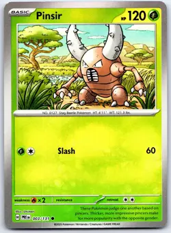 Pinsir (Poke Ball Pattern) 003/131 Holo C Prismatic Evolutions Pokemon NM/M - Image 1