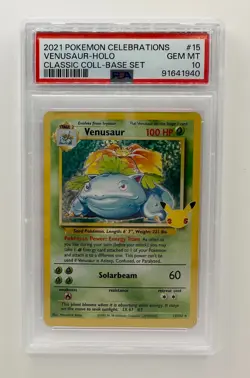 ~~ Pokemon TCG - GEM MINT VENUSAUR #15 (15/102) Celebrations - Graded PSA 10 ~~ - Image 1