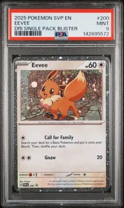 2025 POKEMON SVP EN-SV BLACK STAR PROMO #200 EEVEE PSA 9 - Image 1