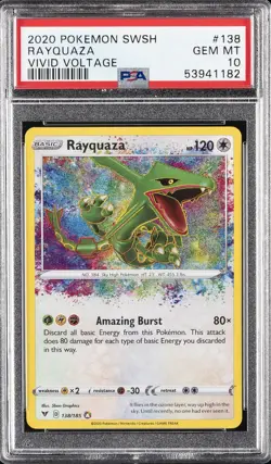 2020 POKEMON SWORD & SHIELD VIVID VOLTAGE #138 RAYQUAZA PSA 10 - Image 1