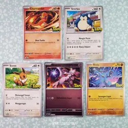 Pokemon Card Taro Lot Mewtwo Charmander Riolu Snorlax Eevee Indonesia Promo Set - Image 1