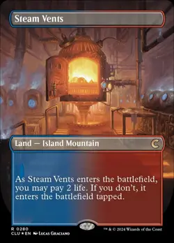 MTG Steam Vents - Foil - Borderless, Light Play, English Ravnica: Clue Edition - Image 1