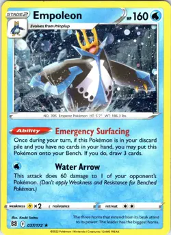 Empoleon 037/172 Holo Rare Brilliant Stars Pokemon Holo Near Mint - Image 1