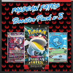 #001 - 5x Paldean Fates packs Pokemon Sealed: Ebay Live - Image 1