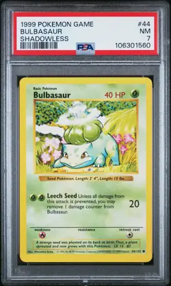 Bulbasaur 1999 Pokemon Game #44 Shadowless PSA 7 NEW SLAB - Image 1