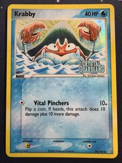 Krabby 54/100 Pokemon 2006 EX Crystal Guardians Reverse Holo Stamped MP - Image 1