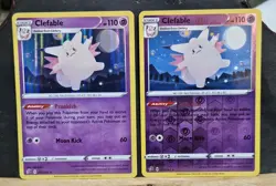 Pokemon Clefable Rebel Clash Holo & Reverse Holo Set M-NM Unplayed - Image 1