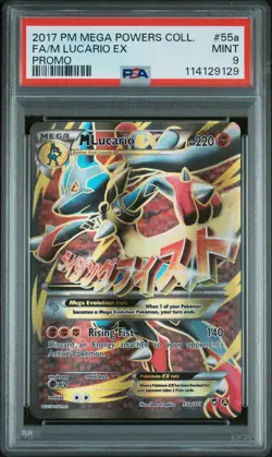 2017 POKEMON MEGA POWERS COLLECTION PROMO #55A FULL ART/M LUCARIO EX PSA 9 - Image 1
