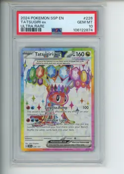 2024 Pokemon Surging Sparks Tatsugiri EX 226/191 Ultra Rare PSA 10 GEM (874) - Image 1
