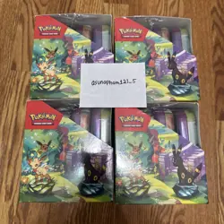 x4 Pokemon TCG Scarlet & Violet Prismatic Evolutions Mini Tin Display Box 8 Tins - Image 2