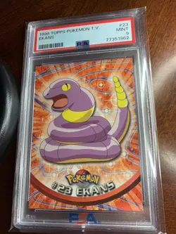 1999 Topps Pokemon TV #23 Ekans Black Logo PSA 9 Mint - Image 1