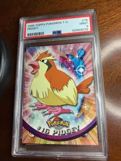 1999 Topps Pokemon TV #16 Pidgey Black Logo PSA 9 MINT - Image 1