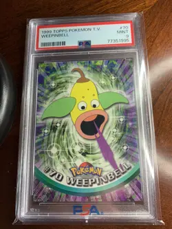 1999 Topps Pokemon TV #70 Weepinbell Blue Logo PSA 9 MINT - Image 1