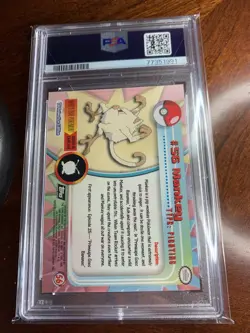 1999 Topps Pokemon TV #56 Mankey Black Logo PSA 9 Mint - Image 2
