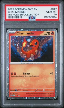 POKEMON CHARMANDER BLACK STAR 047 PROMO 151 POSTER COLLECTION PSA 10 GEM MINT - Image 1