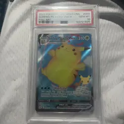 PSA 10 GEM MINT 2021 POKEMON CELEBRATIONS 009 FULL ART/SURFING PIKACHU VMAX - Image 1