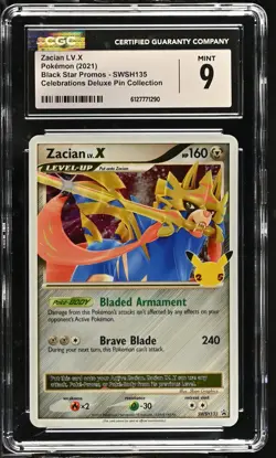 2021 Zacian LV.X SWSH135 Celebrations Deluxe Pin Collection CGC 9 Mint - Image 1