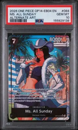 2026 ONE PIECE OP14-EB04 EN #084 MS. ALL SUNDAY ALTERNATE ART PSA 10 (Q138 - Image 1